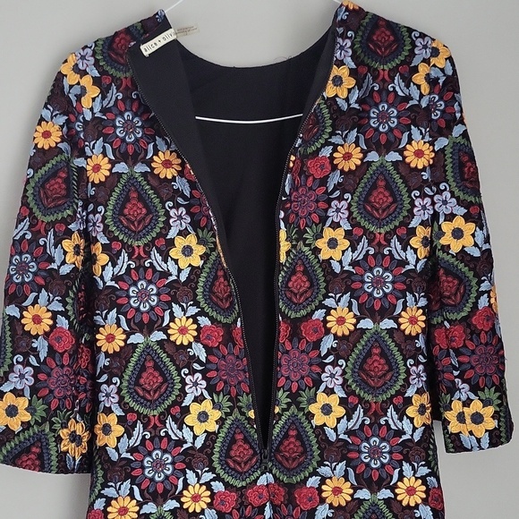 Alice + Olivia Coley Floral Embroidered Bell Sleeve Dress - Picture 8 of 12